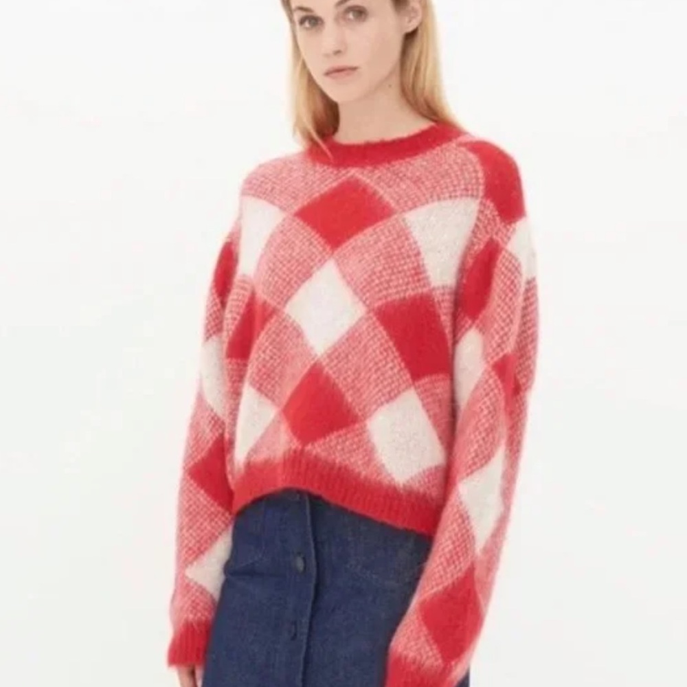 Sandro Sparks Plaid Mohair Sweater